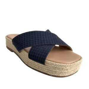 Lucky Brand Gayte Espadrille Sandals Slip On Slide Platform Blue 6